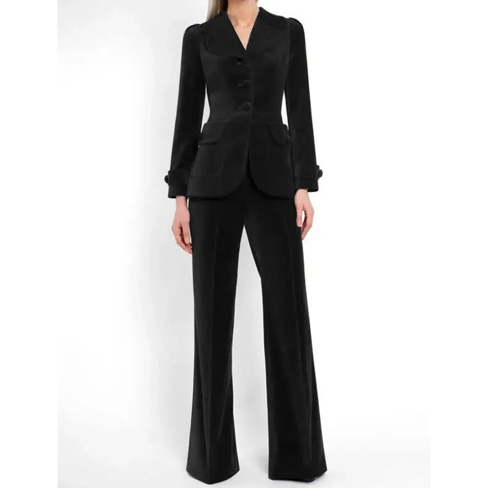 Women Pant Suit, Velvet Trouser Suit