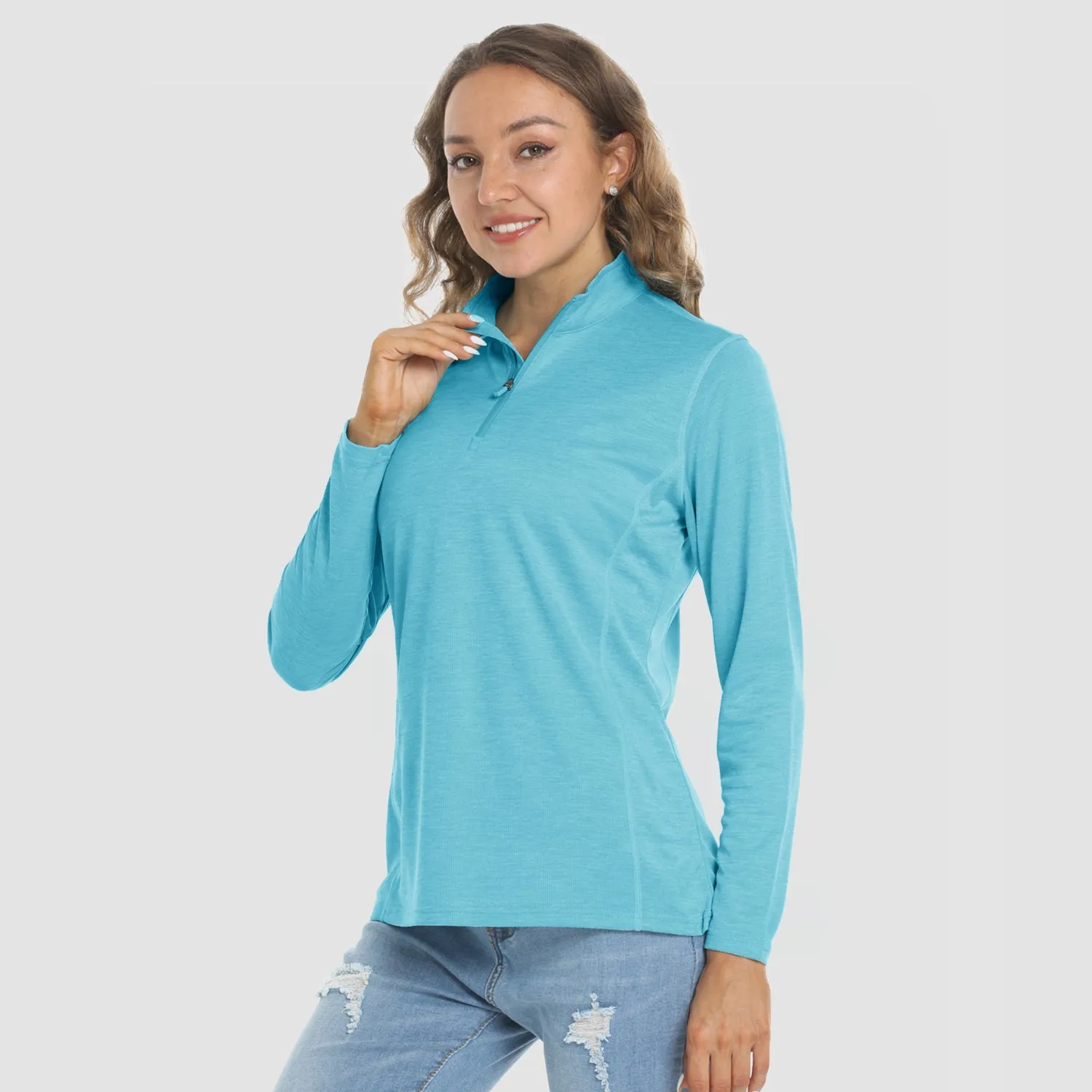 Women's Shirts Long Sleeve 1/4 Zip UPF50  UV Sun Protection Shirts Quick Dry