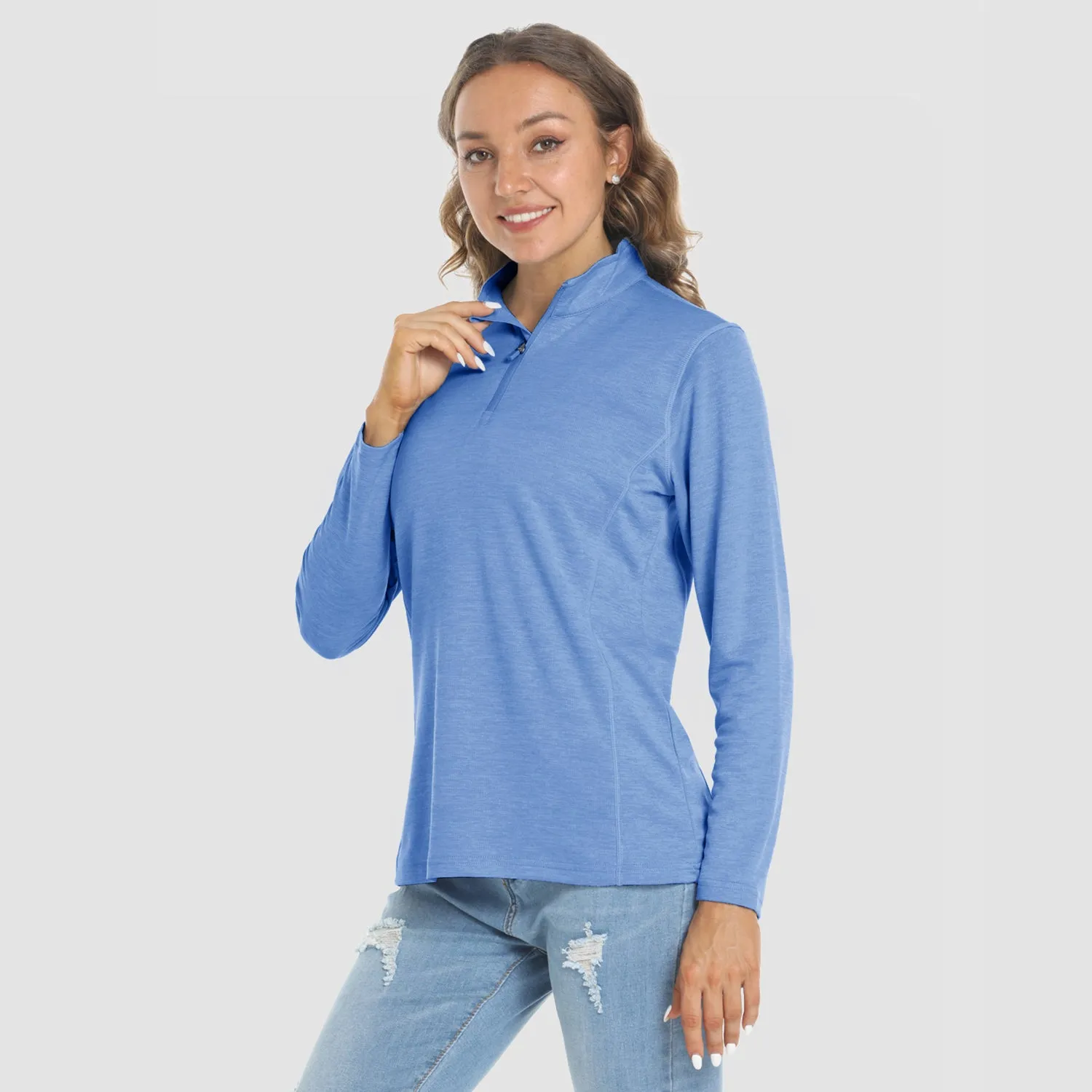 Women's Shirts Long Sleeve 1/4 Zip UPF50  UV Sun Protection Shirts Quick Dry