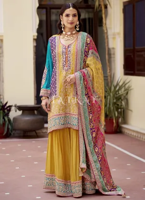 Yellow Multicolored Gharara Suit